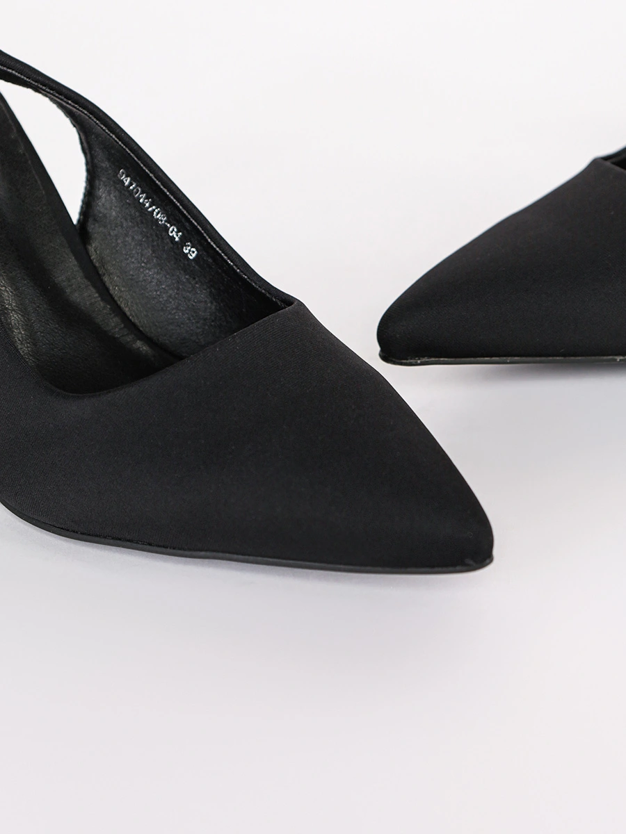 Туфли-слингбэки черного цвета на высоком каблуке